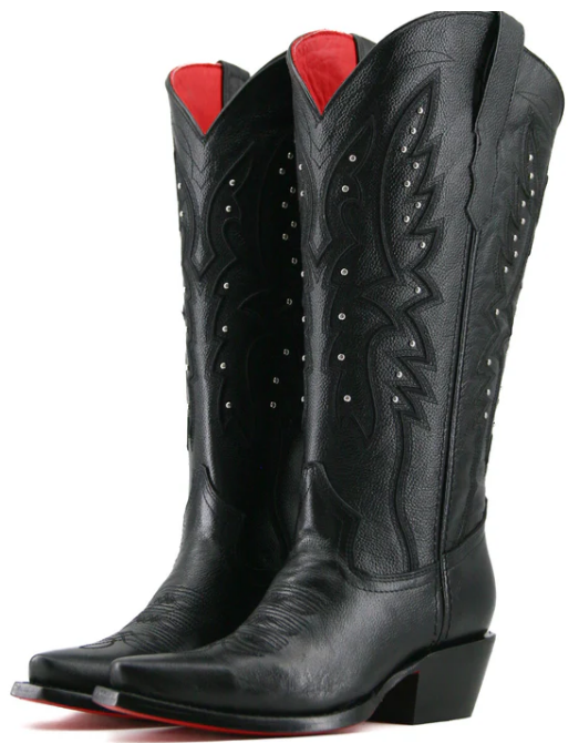 Alexa Red Bottom Snip Toe Midi Wide Calf Cowgirl Boot