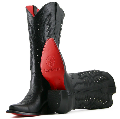 Alexa Red Bottom Snip Toe Midi Wide Calf Cowgirl Boot