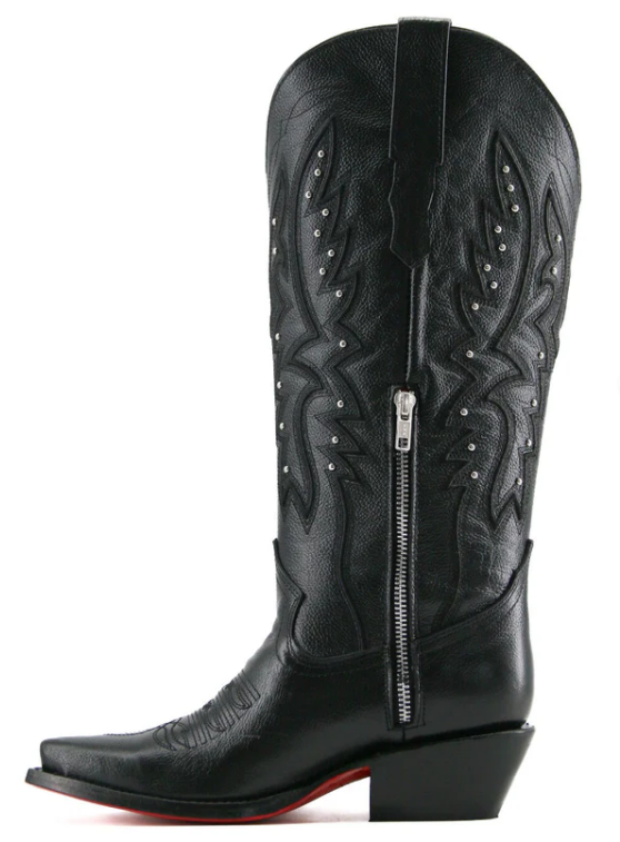 Alexa Red Bottom Snip Toe Midi Wide Calf Cowgirl Boot