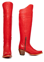 Amour Knee High Red Bottom Snip Toe Cowgirl Boot