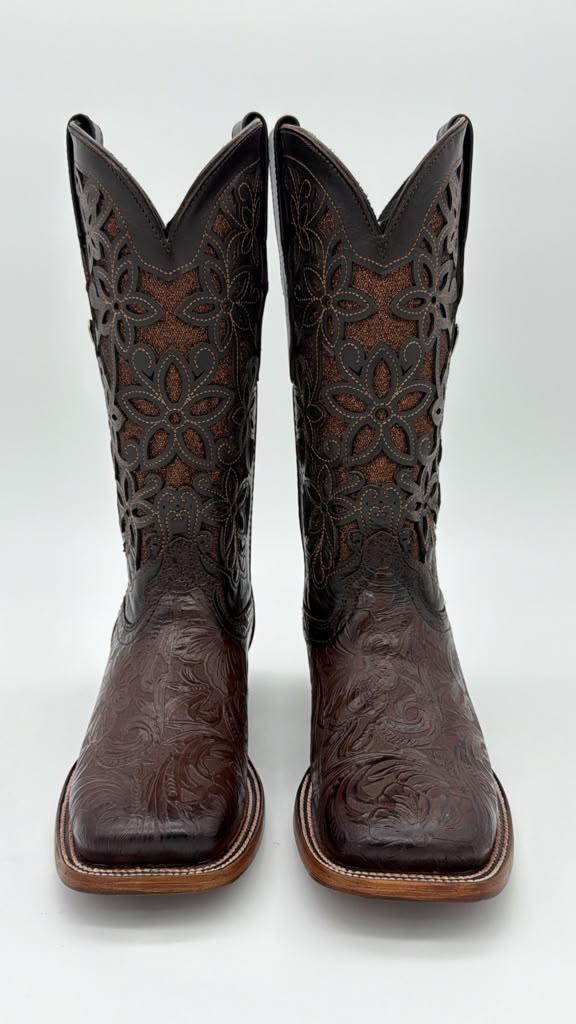 Flor de Luz Tooled Square Toe Cowgirl Boot