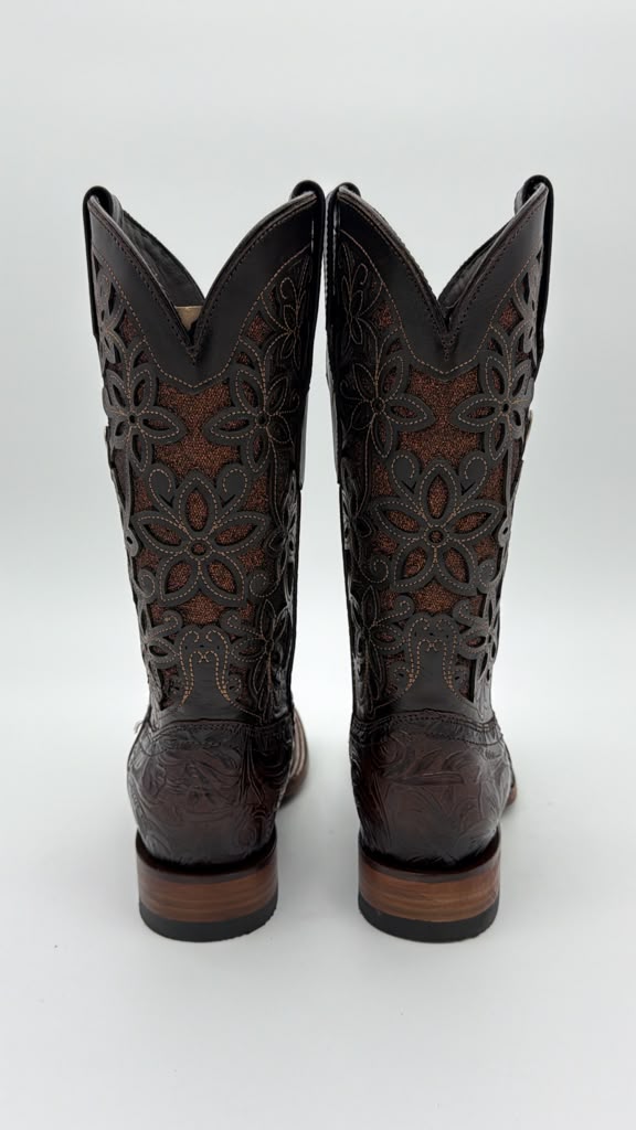 Flor de Luz Tooled Square Toe Cowgirl Boot