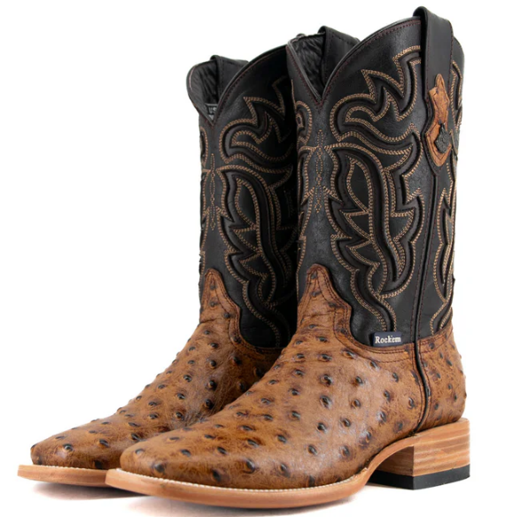 Bruce Ostrich Square Toe Cowboy Boot