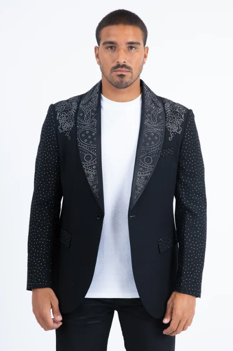 Double Button Rhinestone Blazer