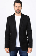 Double Button Suede Blazer - Black
