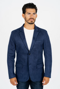 Double Button Suede Blazer - Navy