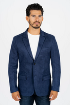 Double Button Suede Blazer - Navy