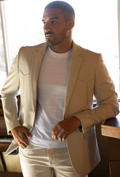 Double Button Western Blazer - Beige