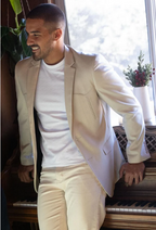 Double Button Western Blazer - Beige