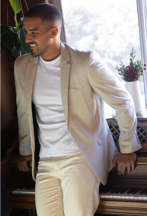 Double Button Western Blazer - Beige