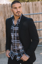 Double Button Western Blazer - Black