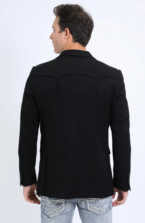 Double Button Western Blazer - Black