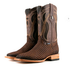 France Woven Square Toe Cowboy Boot – Brown Copper