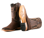 France Woven Square Toe Cowboy Boot – Brown Copper