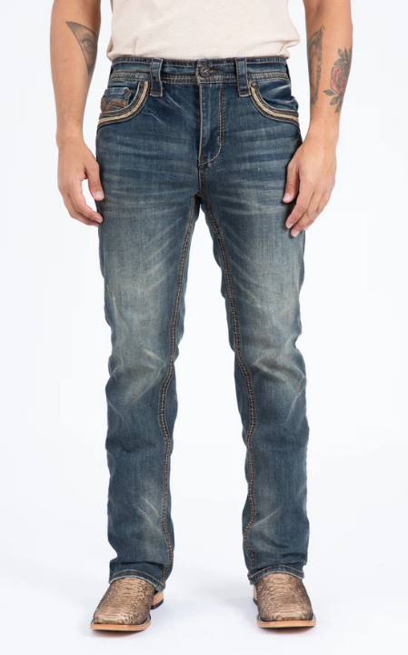 Holt Corded Chevron Bootcut Jean Dark Stone - Front pocket detail