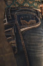 Holt Corded Chevron Bootcut Jean Dark Stone - Back pocket detail