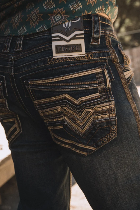Holt Corded Chevron Bootcut Jean Dark Stone - Back view