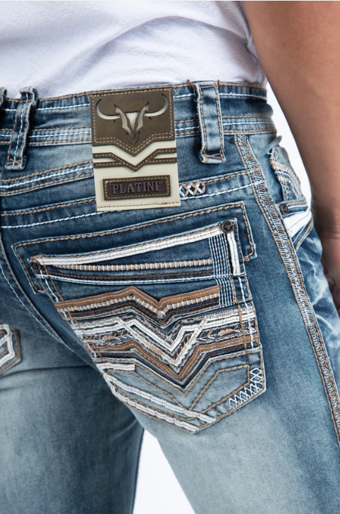 Holt Corded Chevron Bootcut Jean - Back view