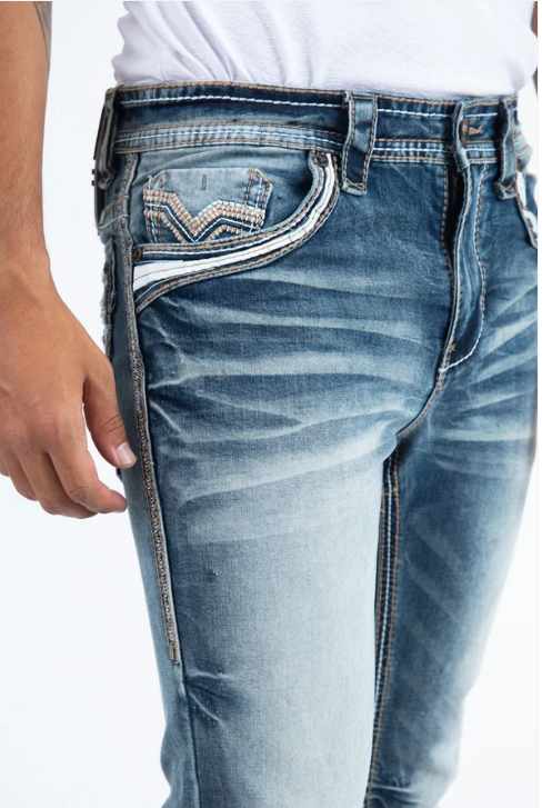 Holt Corded Chevron Bootcut Jean - Front pocket detail