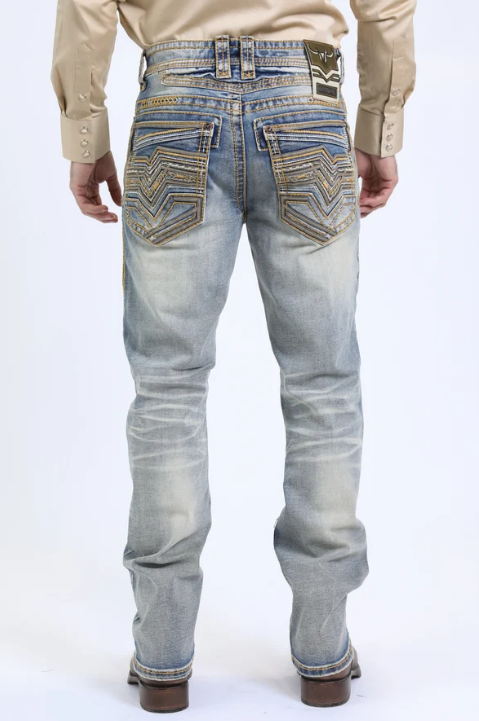 Holt Ridge Chevron Bootcut Jean Light Denim Blue - Back view