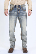 Holt Ridge Chevron Bootcut Jean Light Denim Blue - Front view
