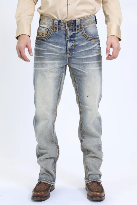 Holt Ridge Chevron Bootcut Jean Light Denim Blue - Front view