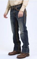 Holt Ridge Chevron Bootcut Jean Dark Stone - Back pocket detail