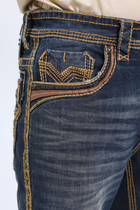 Holt Ridge Chevron Bootcut Jean Dark Stone - Front pocket detail