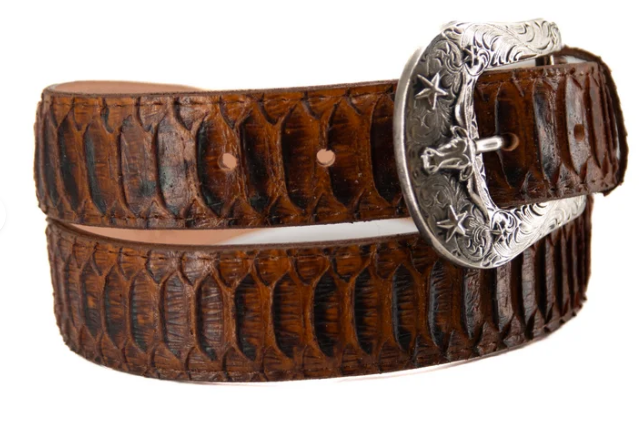 Python Longhorn X Buckle Cowboy Belt