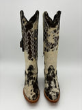 Rockem Cowhide Cowgirl Boot Size 6 III – front pair view showing full cowhide