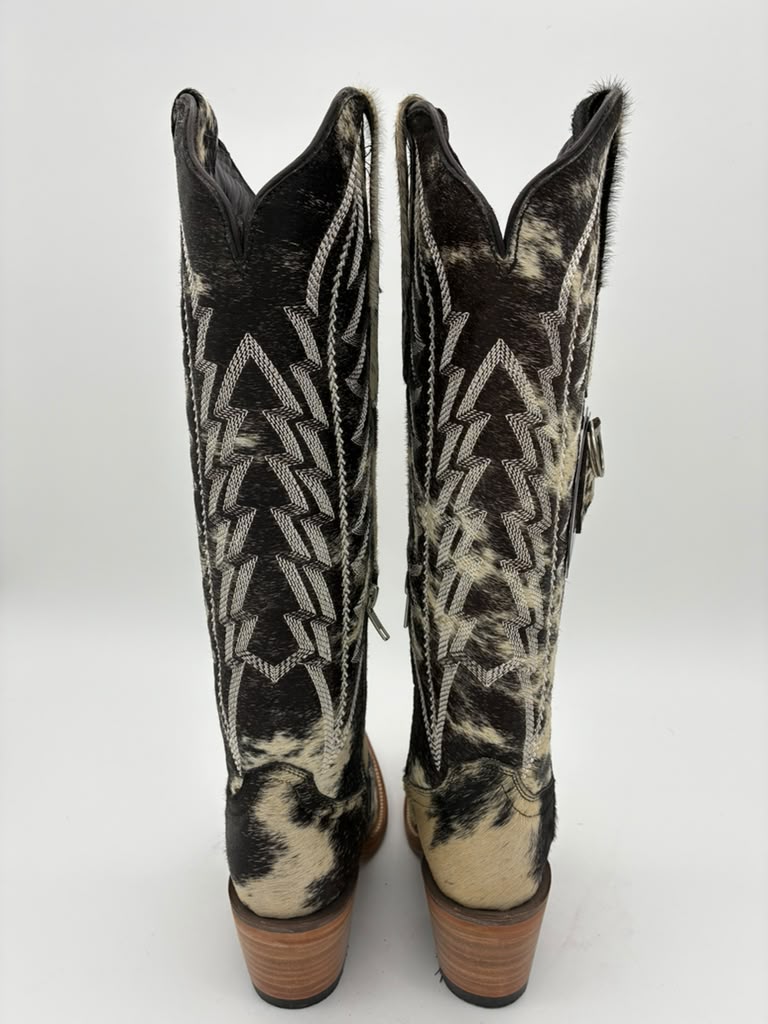 Rockem Cowhide Cowgirl Boot Size 6 III – back view showing stitching detail