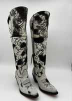 Rockem Cowhide Cowgirl Boot Size 6 – side profile view with fold-over cuff