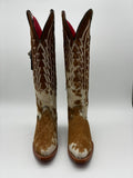 Rockem Cowhide Cowgirl Boot Size 7 VI – front pair view showing full cowhide and stitching