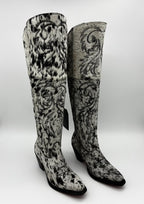 Rockem Cowhide Cowgirl Boot Size 7 V – side profile view with fold-over cuff