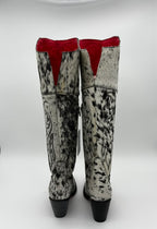 Rockem Cowhide Cowgirl Boot Size 7 V – back view showing red lining