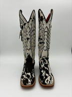 Rockem Cowhide Cowgirl Boot Size 7 Brown & White – front facing view
