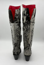 Rockem Cowhide Cowgirl Boot Size 8 Wide IV – back view with red lining