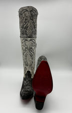Rockem Cowhide Cowgirl Boot Size 8 Wide IV – sole and side view showing red sole