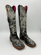 Rockem Cowhide Cowgirl Boot Size 8 III – side profile view with zigzag stitching
