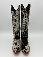 Rockem Cowhide Cowgirl Boot Size 9 IV – front pair view showing cowhide vamp
