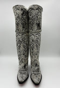 Rockem Cowhide Cowgirl Boot Size 9 III – front pair view showing fold-over cuff