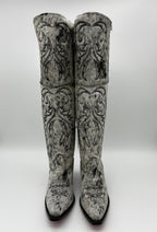 Rockem Cowhide Cowgirl Boot Size 9 III – front pair view showing fold-over cuff