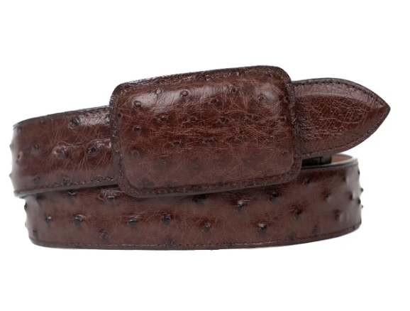 Tommy Exotic Ostrich Cowboy Belt - Brown