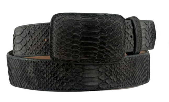 Tommy Exotic Python Cowboy Belt - Matte Brown