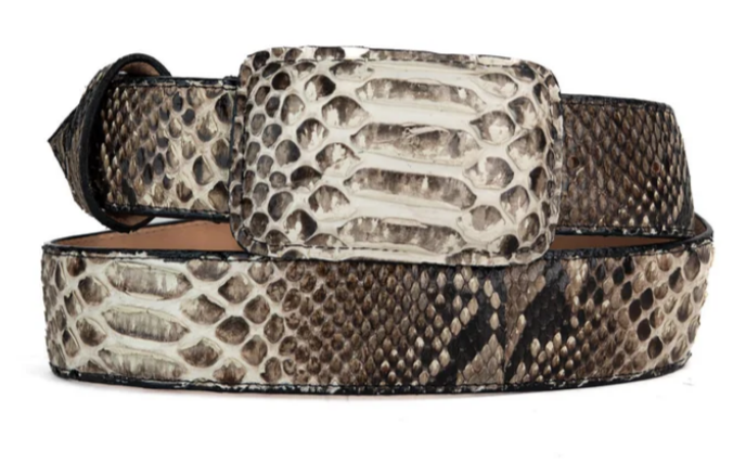 Tommy Exotic Python Cowboy Belt - Natural