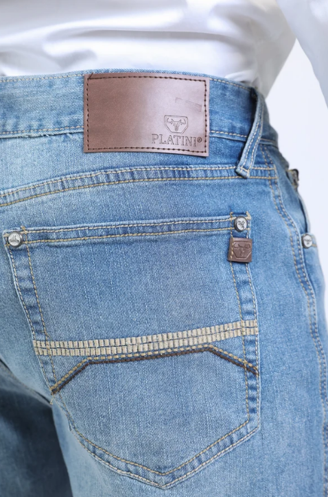 Wade Boot Cut Jean - Platini leather patch detail